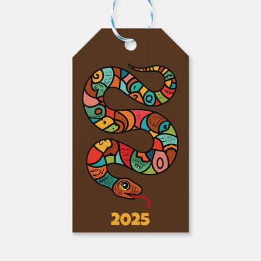 Chinees Nieuwjaar van de groene houten slang 2025 Cadeaulabel (Voorkant)