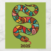 Chinees Nieuwjaar van de groene houten slang 2025 Wijn Etiket (Enkel label)