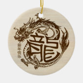Chinees Nieuwjaar van de Houten Draak 2024 Keramisch Ornament (Voorkant)