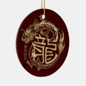 Chinees Nieuwjaar van de Houten Draak 2024 Keramisch Ornament (Rechts)