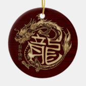 Chinees Nieuwjaar van de Houten Draak 2024 Keramisch Ornament (Voorkant)