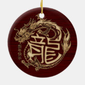 Chinees Nieuwjaar van de Houten Draak 2024 Keramisch Ornament (Achterkant)