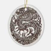 Chinees Nieuwjaar van de Houten Draak 2024 Keramisch Ornament (Links)