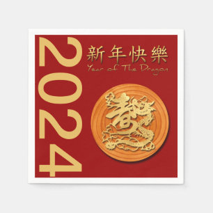 Chinees Nieuwjaar van de Houten Draak 2024 PPN Servet