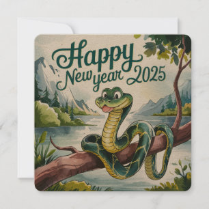 Chinees Nieuwjaar van de Houten Slang Gelukkig Nie Feestdagenkaart