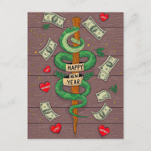 Chinees Nieuwjaar van de Houtslang 2025 Briefkaart