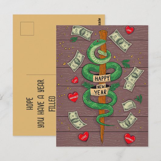 Chinees Nieuwjaar van de Houtslang 2025 Briefkaart (Voorkant / Achterkant)