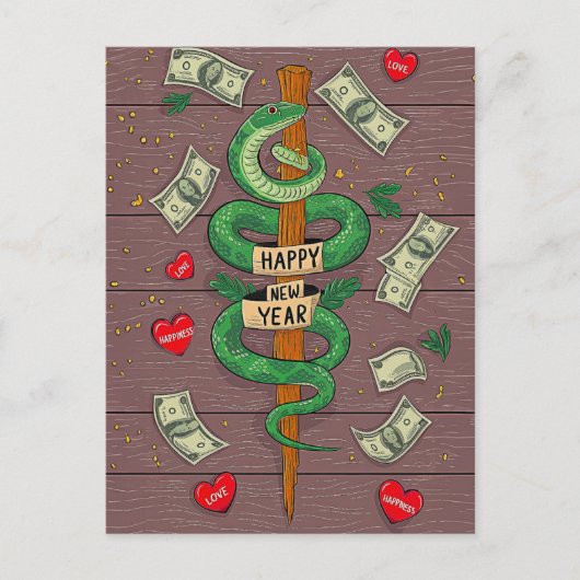 Chinees Nieuwjaar van de Houtslang 2025 Briefkaart (Voorkant)