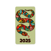 Chinees Nieuwjaar van de Houtslang 2025 Etiket (Voorkant)