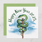 Chinees Nieuwjaar van de Houtslang 2025 Feestdagenkaart (Voorkant / Achterkant)