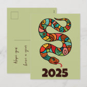 Chinees Nieuwjaar van de Houtslang 2025 Feestdagenkaart (Voorkant / Achterkant)