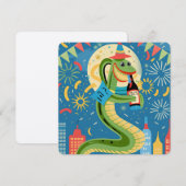 Chinees Nieuwjaar van de Houtslang 2025 Feestdagenkaart (Voorkant / Achterkant)