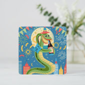 Chinees Nieuwjaar van de Houtslang 2025 Feestdagenkaart (Staand voorkant)