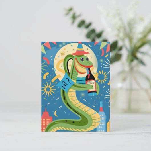 Chinees Nieuwjaar van de Houtslang 2025 Feestdagenkaart (Staand voorkant)