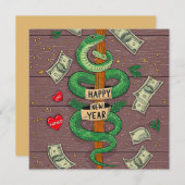 Chinees Nieuwjaar van de Houtslang 2025 Feestdagenkaart (Voorkant / Achterkant)