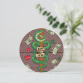 Chinees Nieuwjaar van de Houtslang 2025 Feestdagenkaart (Staand voorkant)