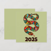 Chinees Nieuwjaar van de Houtslang 2025 Feestdagenkaart (Voorkant / Achterkant)