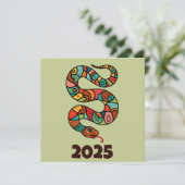 Chinees Nieuwjaar van de Houtslang 2025 Feestdagenkaart (Staand voorkant)