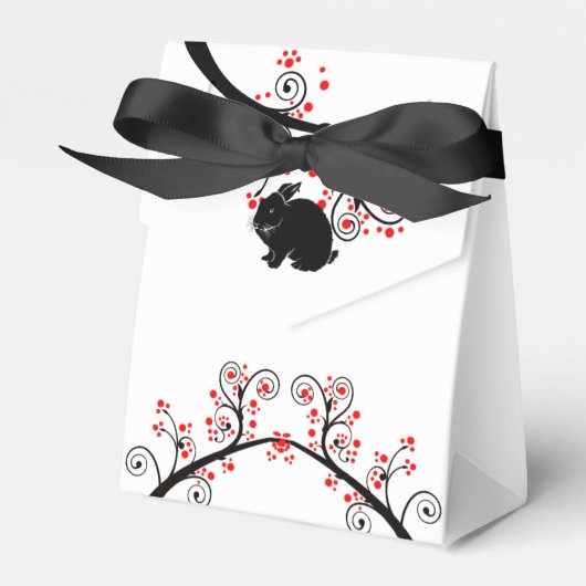 Chinees nieuwjaar van de konijn en de rode bloesem bedankdoosjes (Voorkant Zijde)