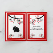 Chinees nieuwjaar van de konijn en de rode bloesem feestdagen kaart (Binnen)