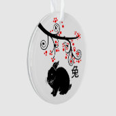 Chinees nieuwjaar van de konijn en de rode bloesem ornament (voorkant)