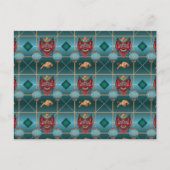 Chinees Nieuwjaar van de Os - Groen Vinkje Patroon Briefkaart (Voorkant)