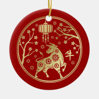 Chinees nieuwjaar van de Ox 2021 Keramisch Ornament