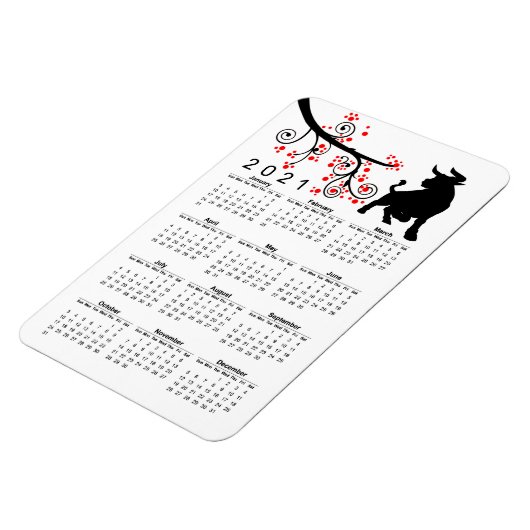 Chinees Nieuwjaar van de Ox Blossom Jaarkalender Magneet (Linkerzijde)