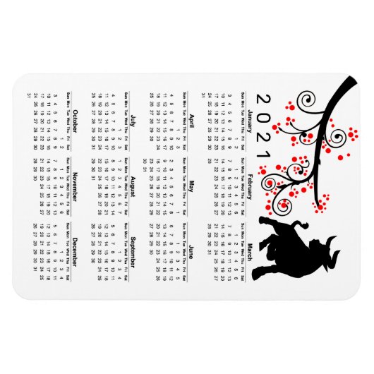 Chinees Nieuwjaar van de Ox Blossom Jaarkalender Magneet (Horizontaal)