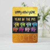 Chinees nieuwjaar van de Pop Pig 3.5x5 Uitnodiging (Staand voorkant)
