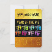 Chinees nieuwjaar van de Pop Pig 3.5x5 Uitnodiging (Voorkant)