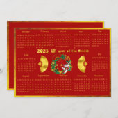 Chinees nieuwjaar van de Rabbit 2023-kalender Kaart (Voorkant / Achterkant)