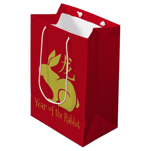 Chinees nieuwjaar van de Rabbit Gift Bag Medium Cadeauzakje (Voorkant Gekanteld)