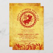Chinees Nieuwjaar van de Rat 2020 Gold Party Kaart (Voorkant / Achterkant)