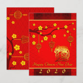 Chinees Nieuwjaar van de Rat HVP Uitnodiging Briefkaart (Voorkant / Achterkant)