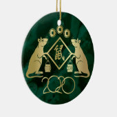 Chinees nieuwjaar van de Rat - Malachite en Gold Keramisch Ornament (Rechts)
