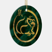 Chinees nieuwjaar van de Rat - Malachite en Gold Keramisch Ornament (Rechts)