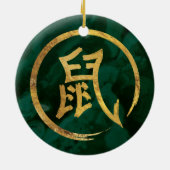 Chinees nieuwjaar van de Rat - Malachite en Gold Keramisch Ornament (Achterkant)