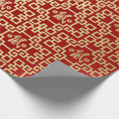 Chinees nieuwjaar van de Rat - rood en goud Cadeaupapier (Hoek)