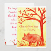 Chinees nieuwjaar van de rode Varkenspartner Kaart (Voorkant / Achterkant)