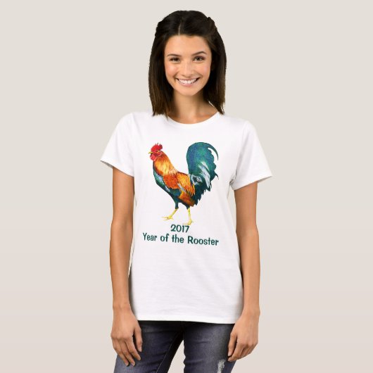 Chinees nieuwjaar van de rooster 2017 t-shirt (Voorkant volledig)