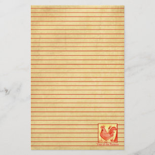 Chinees nieuwjaar van de Rooster Red Lined Briefpapier