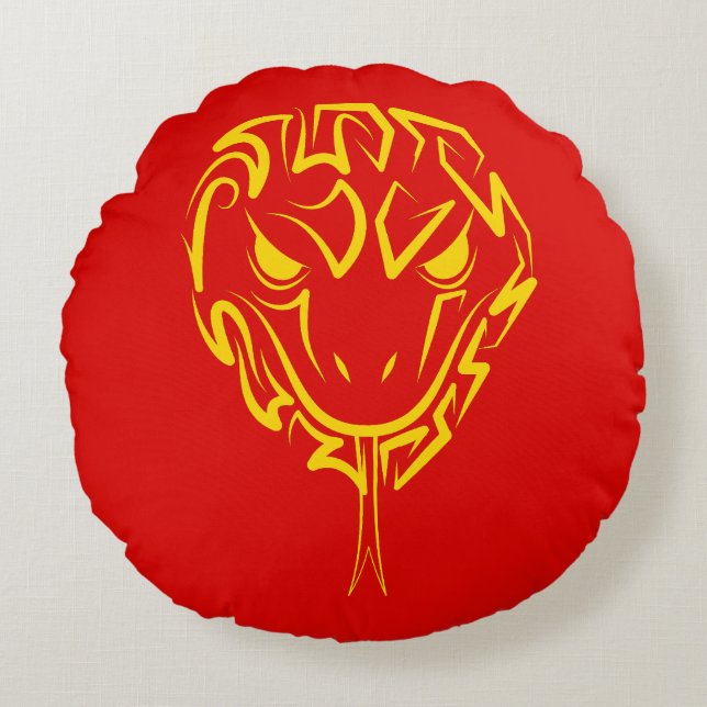 Chinees Nieuwjaar van de Slang 2025 4723 Hout Rond Kussen (Voorkant)