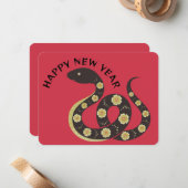 Chinees Nieuwjaar van de Slang 2025 Flat Note Kaar Notitiekaartje (Voorkant / Achterkant in situ)