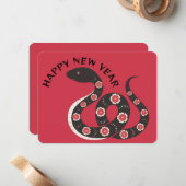 Chinees Nieuwjaar van de Slang 2025 Flat Note Kaar Notitiekaartje (Voorkant / Achterkant in situ)