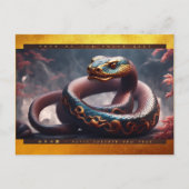 Chinees Nieuwjaar van de Slang 2025 Hout HPc2 Feestdagenkaart (Voorkant)