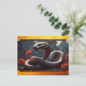 Chinees Nieuwjaar van de Slang 2025 Hout HPc Feestdagenkaart (Staand voorkant)