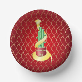 Chinees Nieuwjaar van de Slang 2025 Lucky Bamboo Papieren Kommen