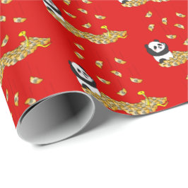 Chinees Nieuwjaar van de Slang 2025 Panda Cadeaupapier