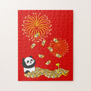 Chinees Nieuwjaar van de Slang 2025 Panda Legpuzzel